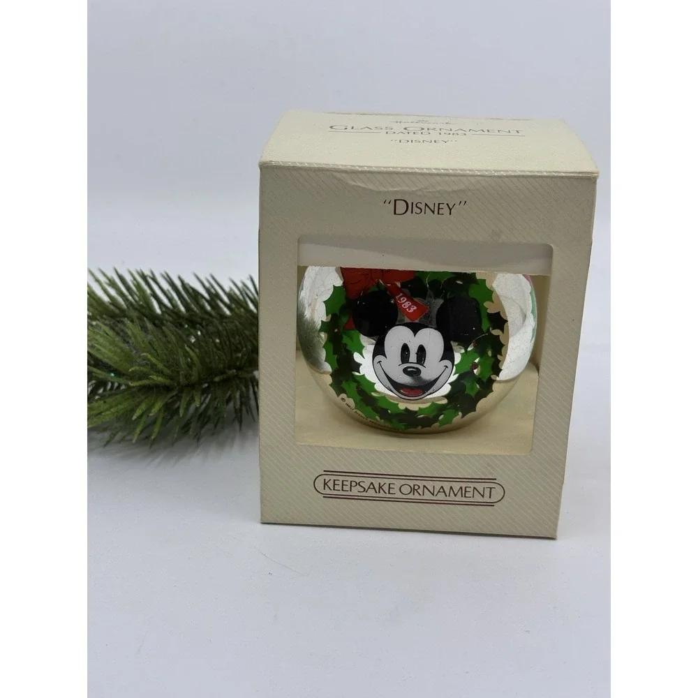 Hallmark Keepsake Glass Ball Ornament 1983 Mickey Mouse- Box